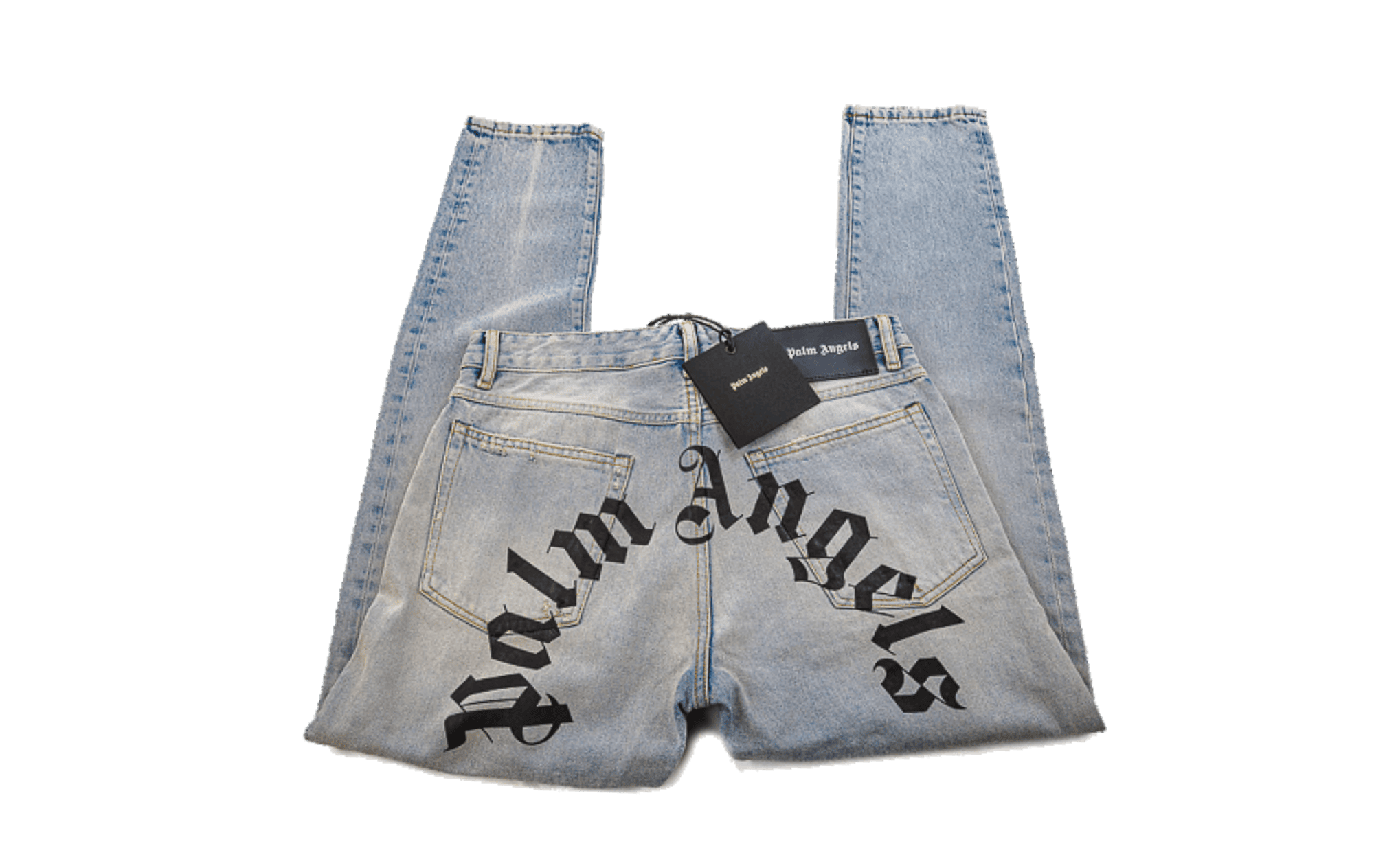 Palm Angels Black printed logo 5 pocke vintage wool