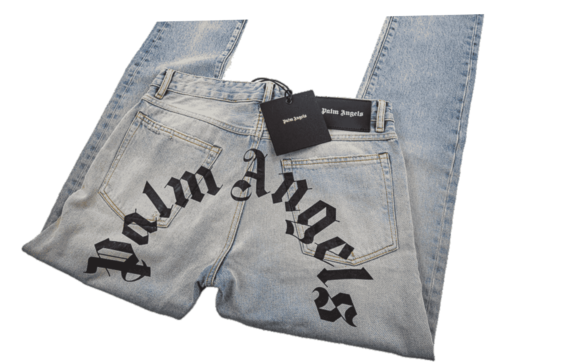 Palm Angels Black printed logo 5 pocke vintage wool